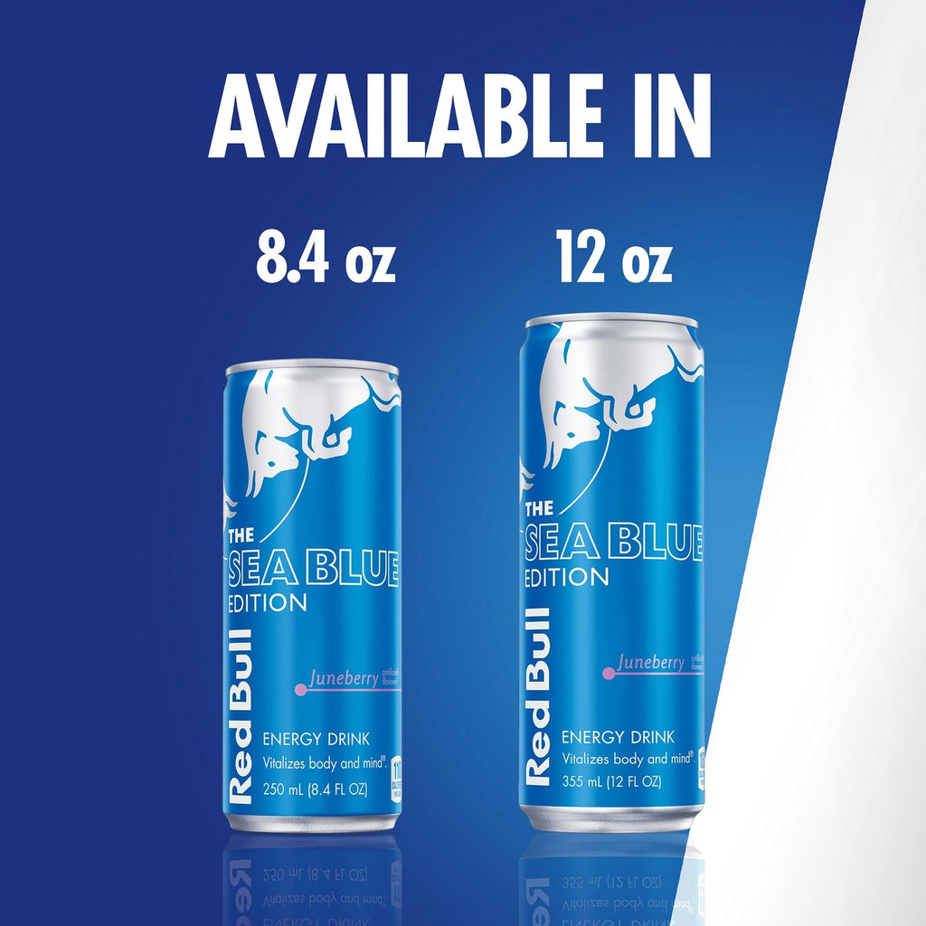 Red Bull Sea Blue Edition Energy Drink, Juneberry, 114mg Caffeine, 12 fl oz Can