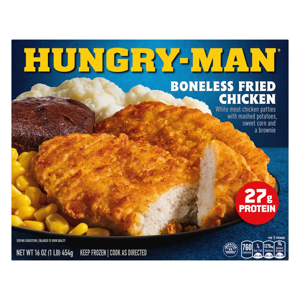 Hungry-Man Boneless Fried Chicken, 27g Protein Per Serving, Frozen Meal, 16 oz