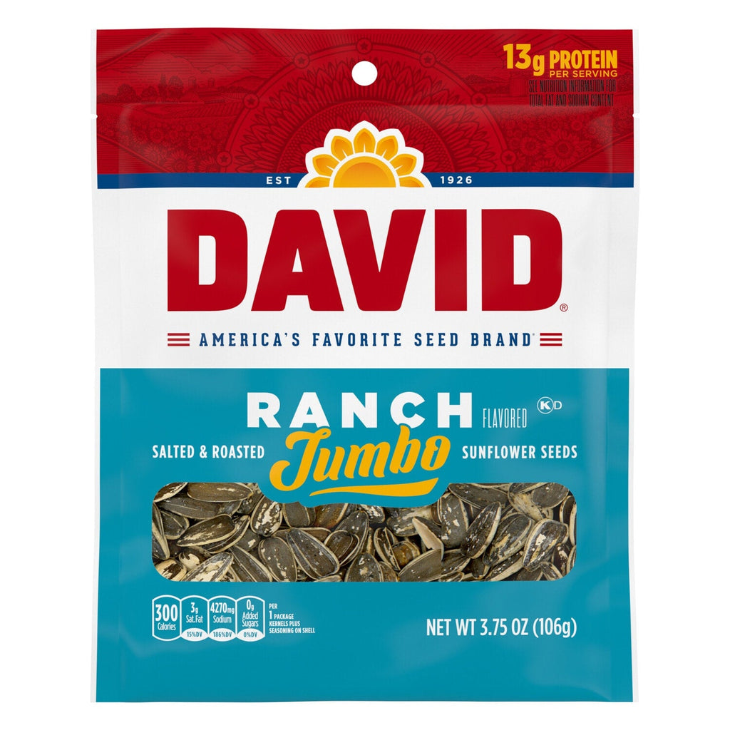 DAVID Jumbo Sunflower Seeds, Ranch Flavor, 3.75 oz.