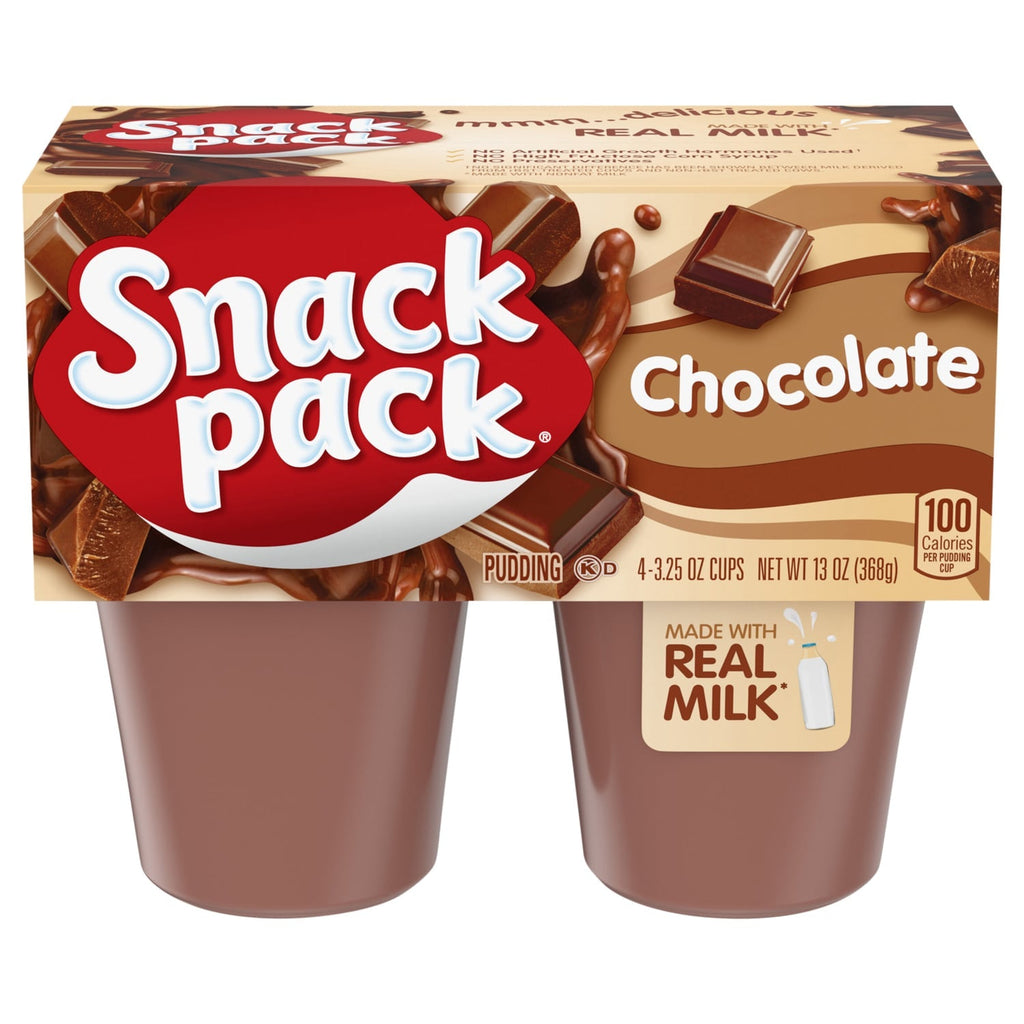 Snack Pack Chocolate Pudding, 3.25 oz Pudding Cups, 4 Count