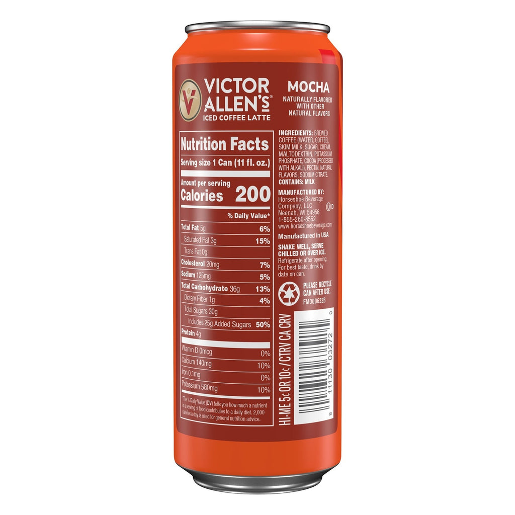 Victor Allen's Coffee Mocha Iced Latte Coffee Drink, 11-oz. Cans