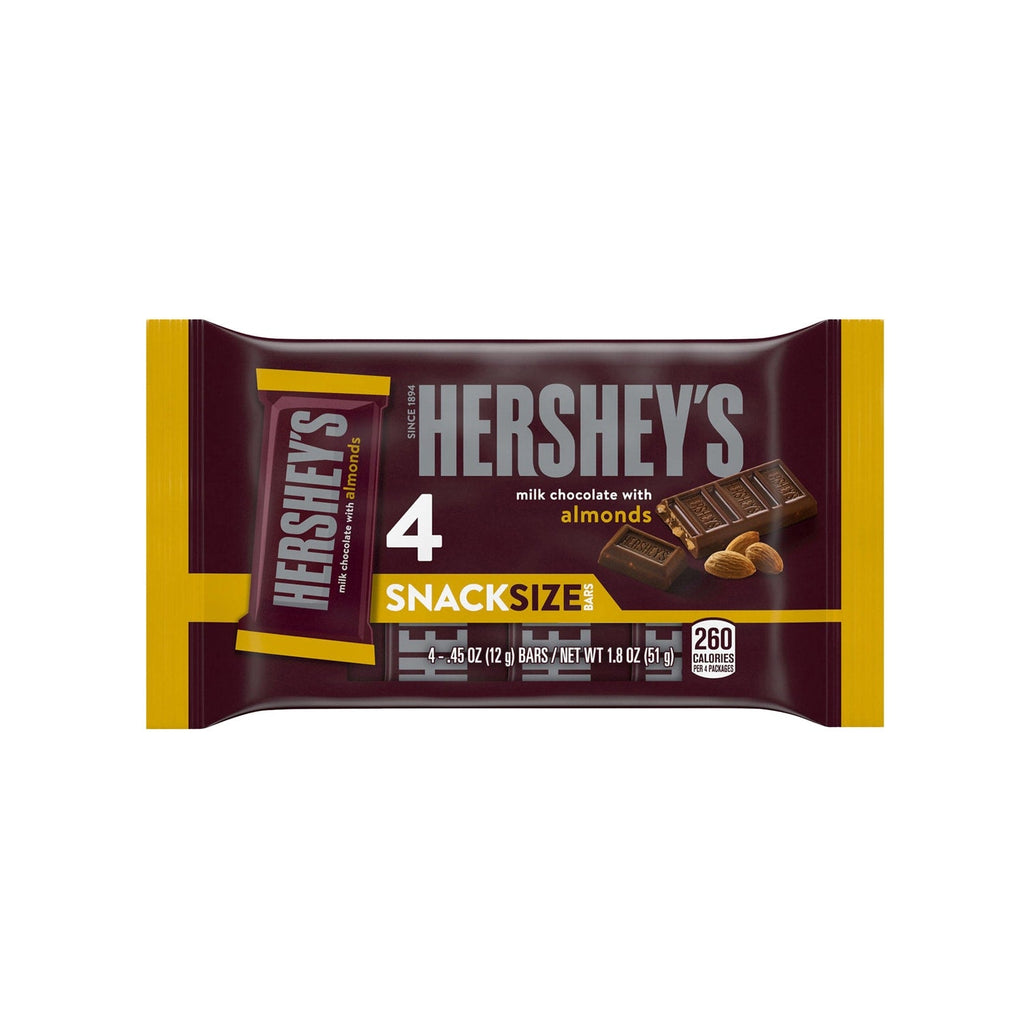 Hersheyâs Milk Chocolate With Almonds Snack Size Candy Bars, 4-pc Pack.