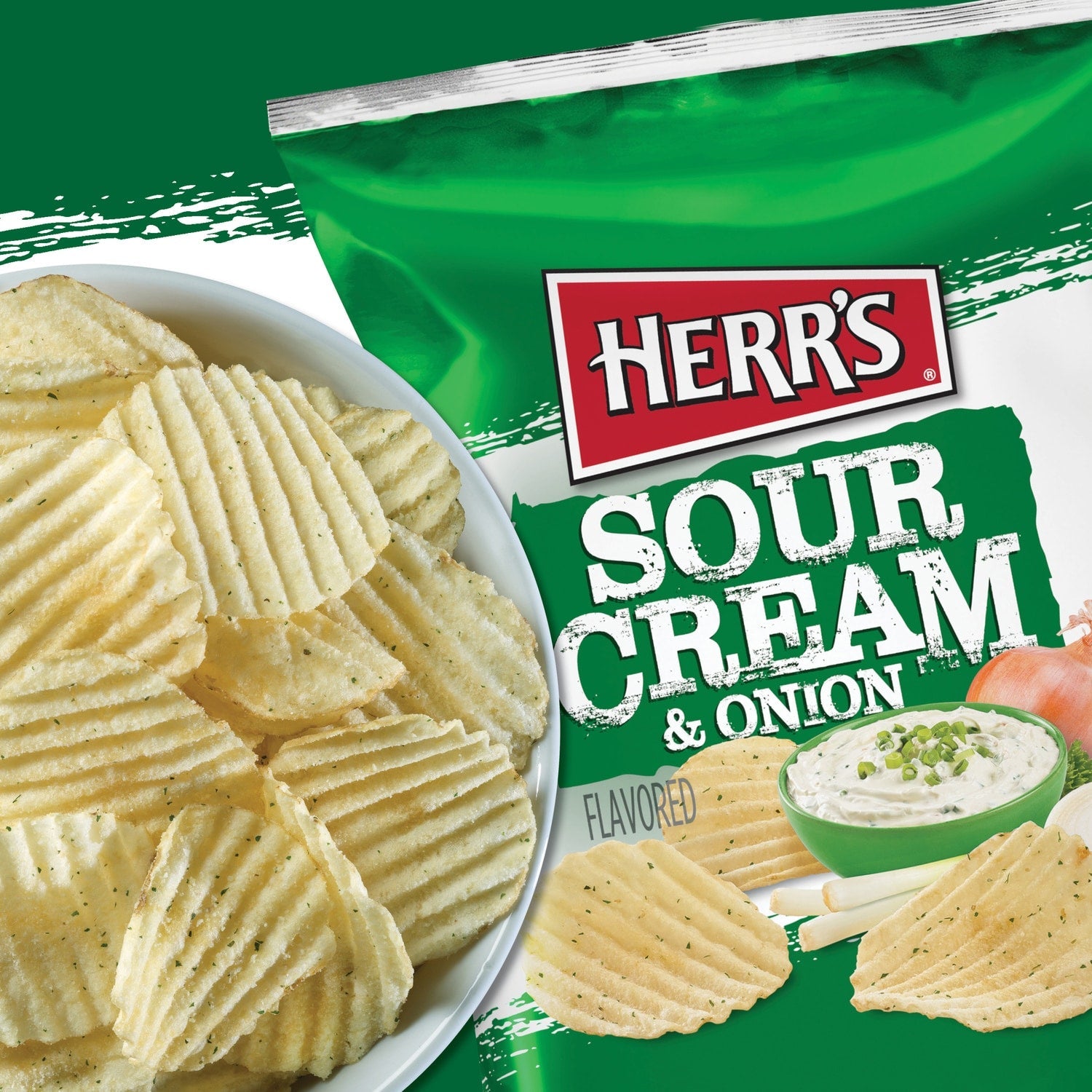 Herr's Sour Cream And Onion Flavored Potato Chips, 1-ct.