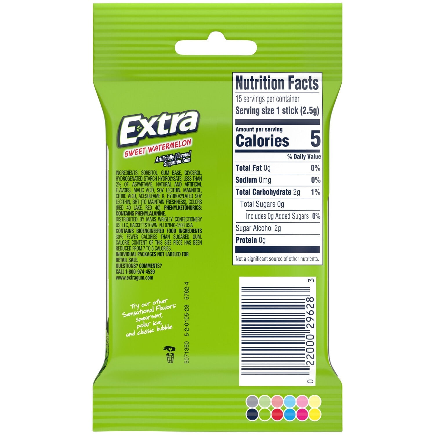 Wrigley's Extra Long Lasting Watermelon Flavored Gum, 3-pc Pack.
