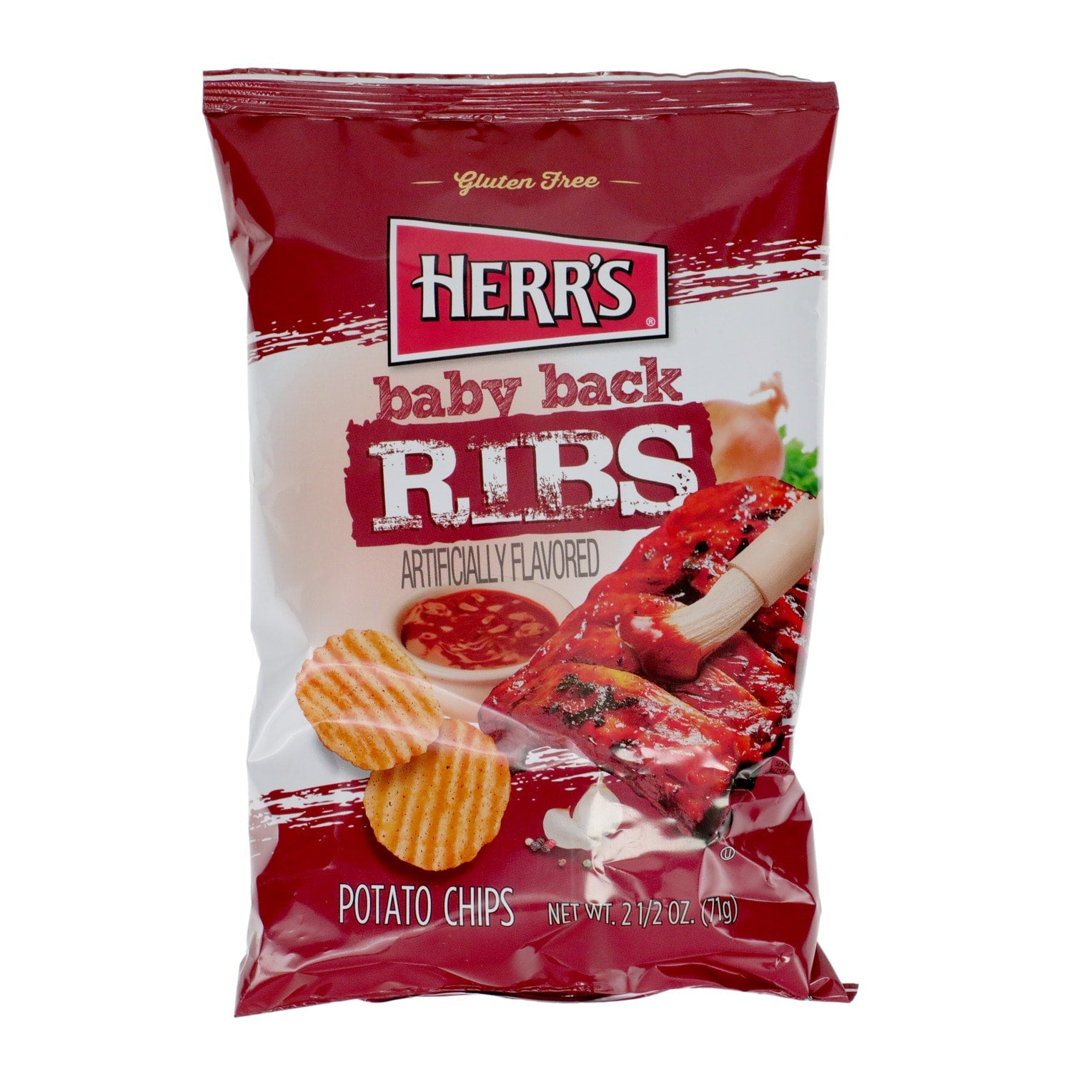Herrâs Baby Back Ribs Potato Chips, 2.5 oz.