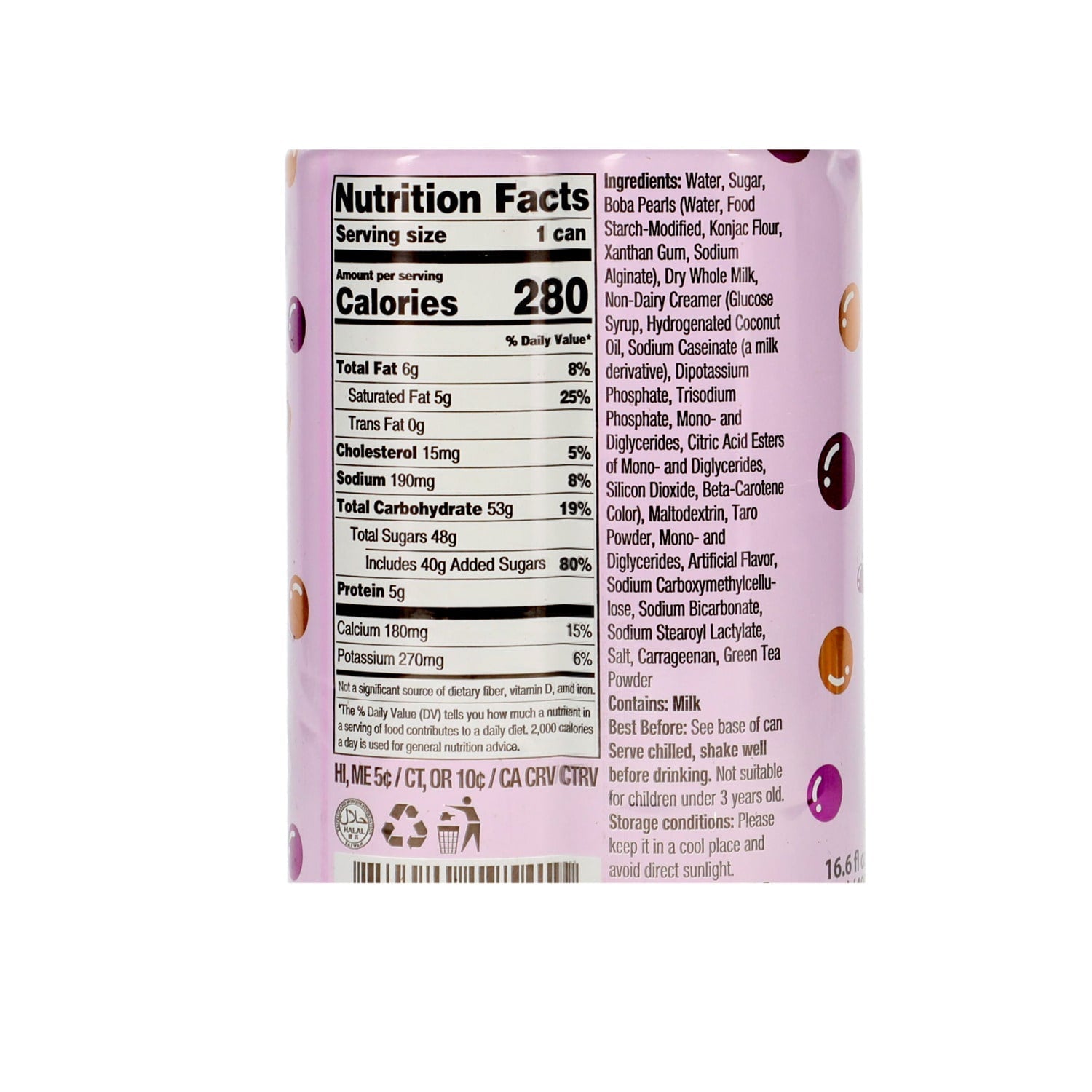 Lady Boba Taro Flavored Bubble Tea, 1-ct.