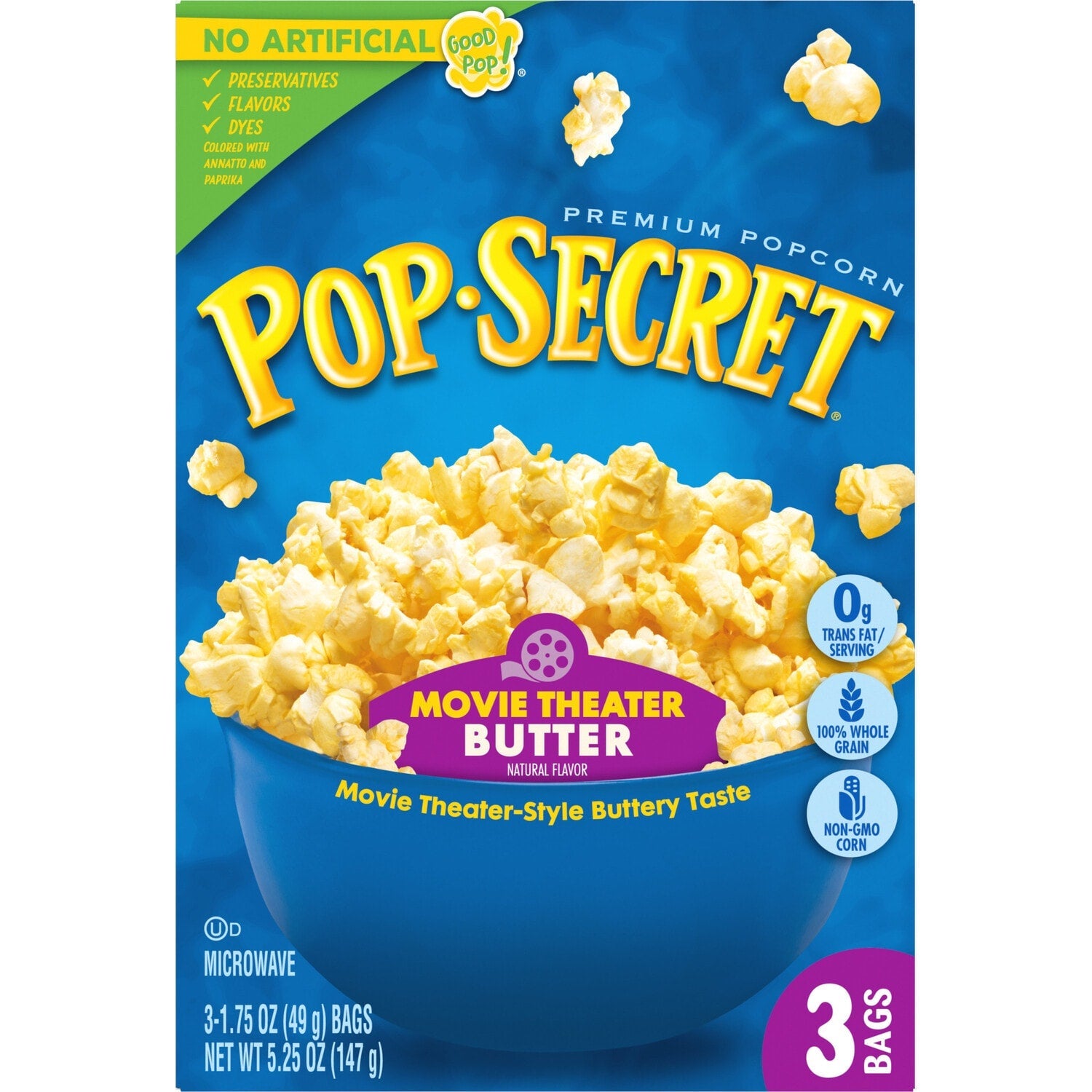 Pop Secret Popcorn, Movie Theater Butter Microwave Popcorn, 1.75-oz. Snack Bags, 3 ct.