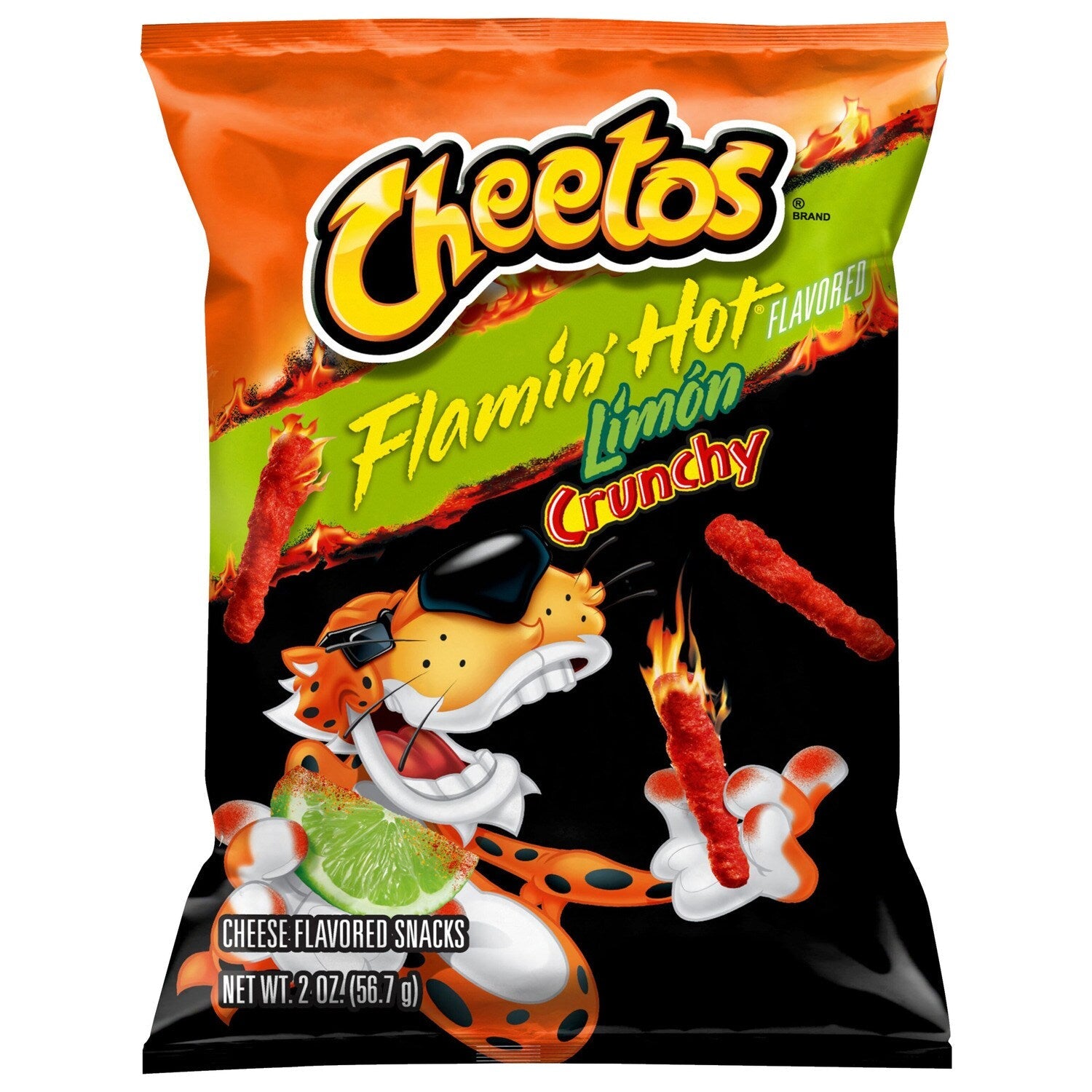 Cheetos Crunchy Cheese Flavored Snacks Flamin' Hot Limon Flavored 2 Oz