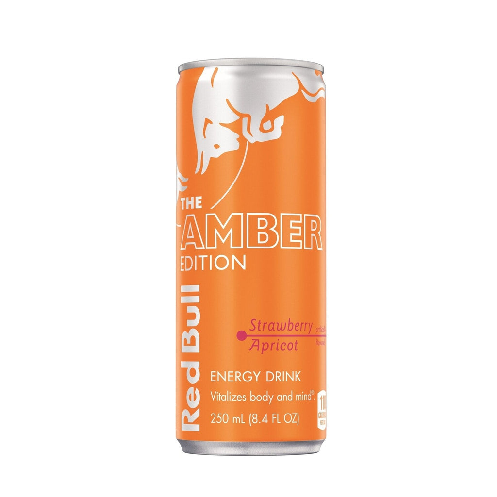 Red Bull Amber Edition Energy Drink, Strawberry Apricot, 80mg Caffeine, 8.4 fl oz Can