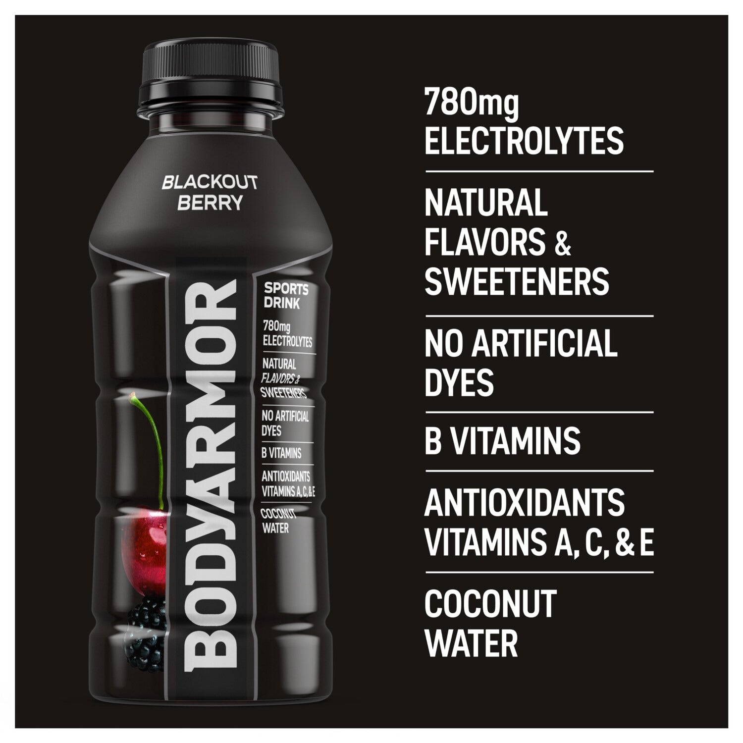 BODYARMOR Blackout Berry Sports Drink, 16 fl oz Bottle