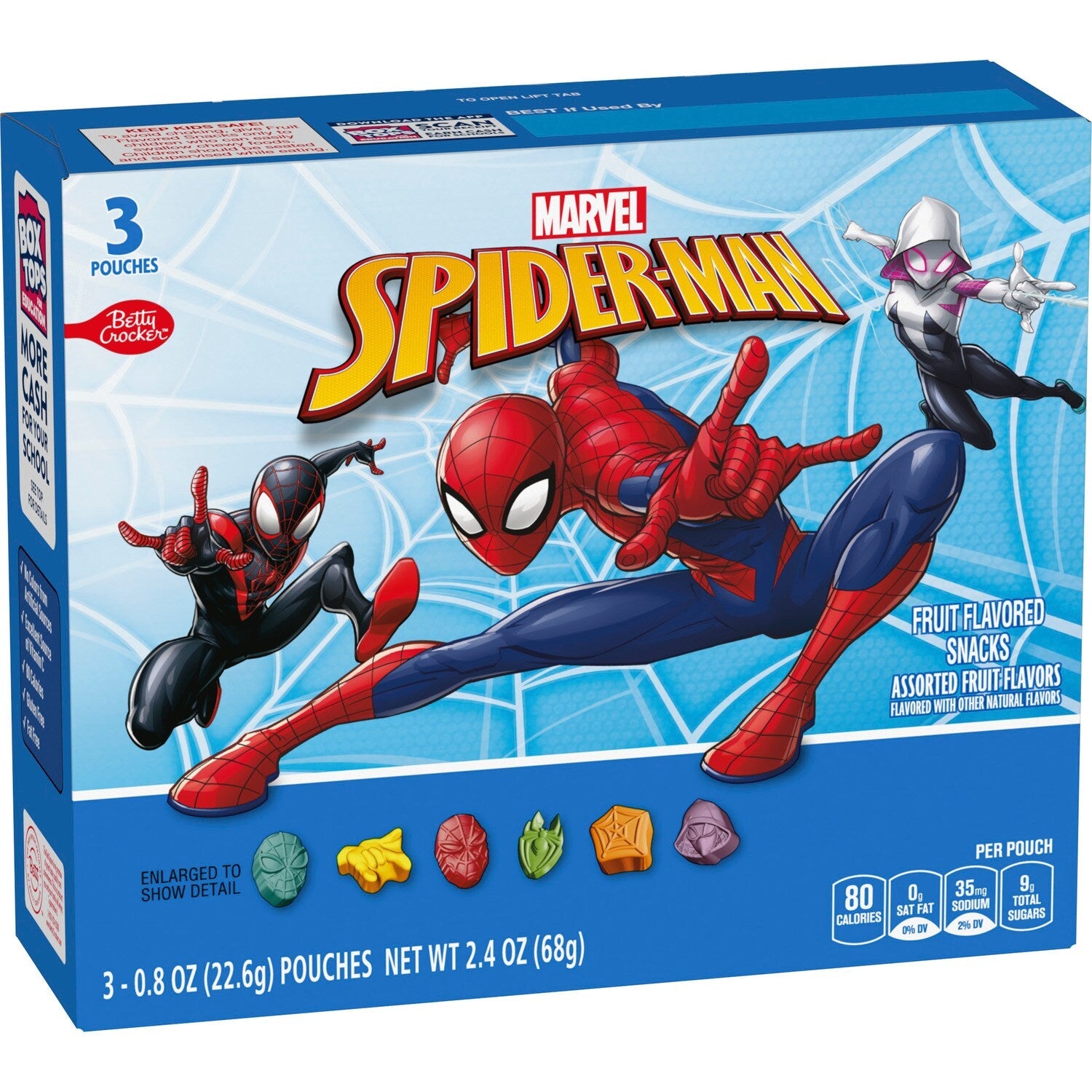 Betty Crocker Spiderman Fruit Snacks, 3 ct.