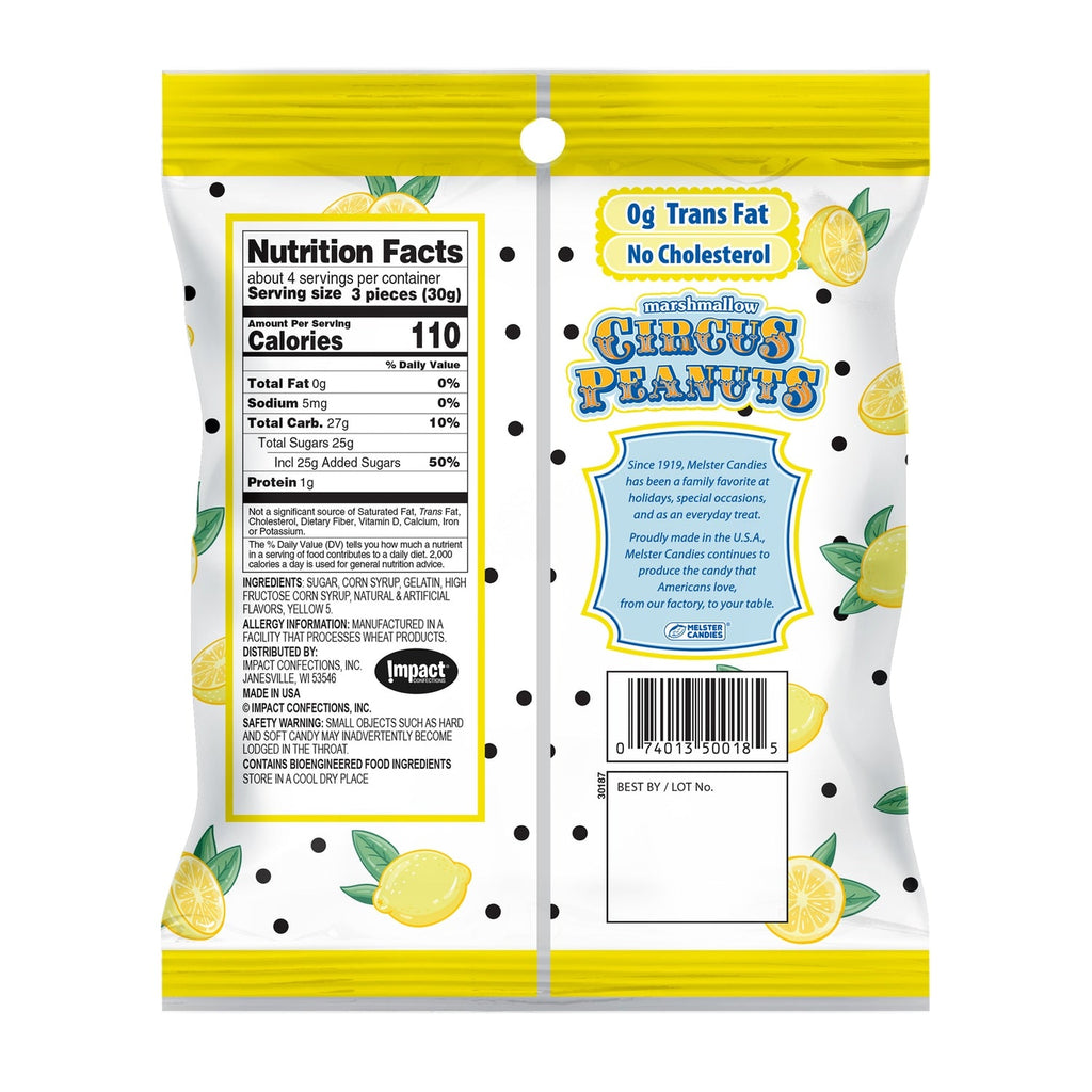 Melster Candies Lemon Flavored Marshmallow Circus Peanuts, 1-ct.