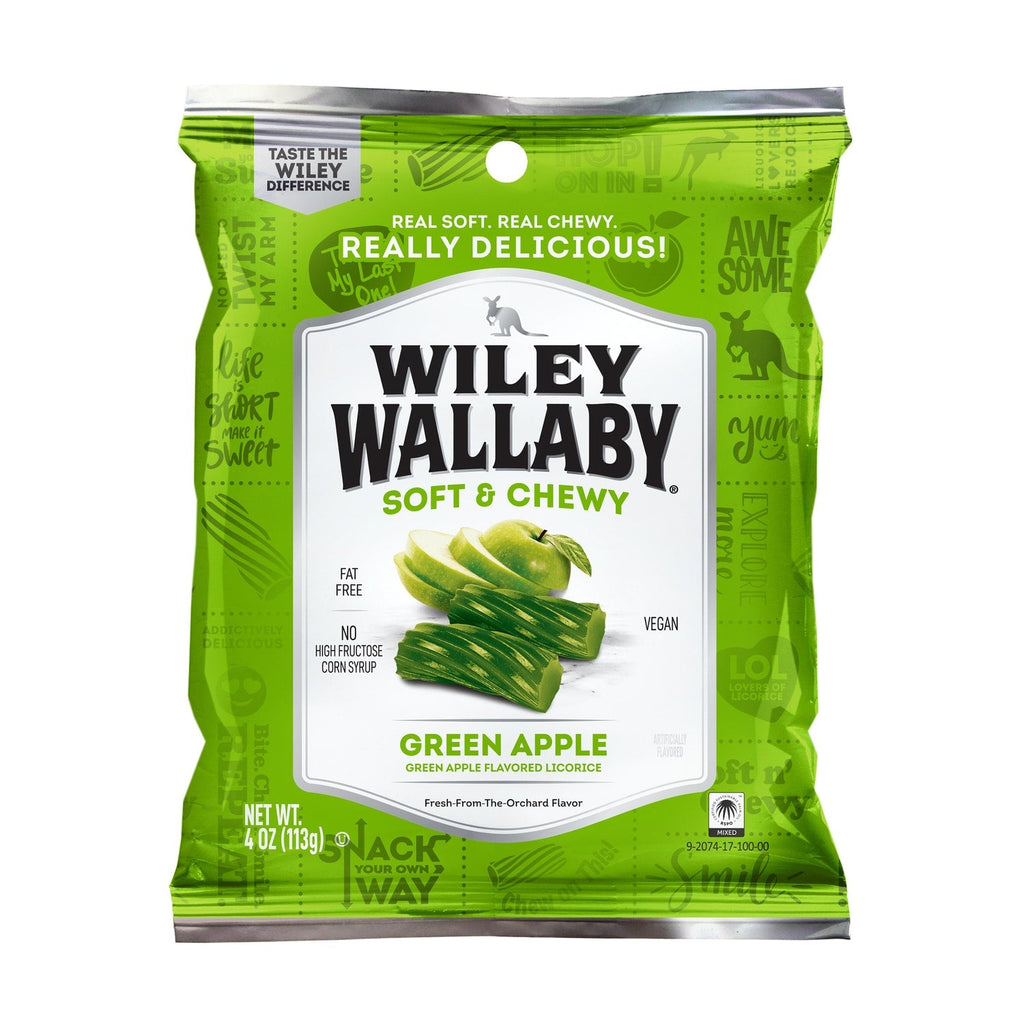 Wiley Wallaby Green Apple Licorice, 4-oz.