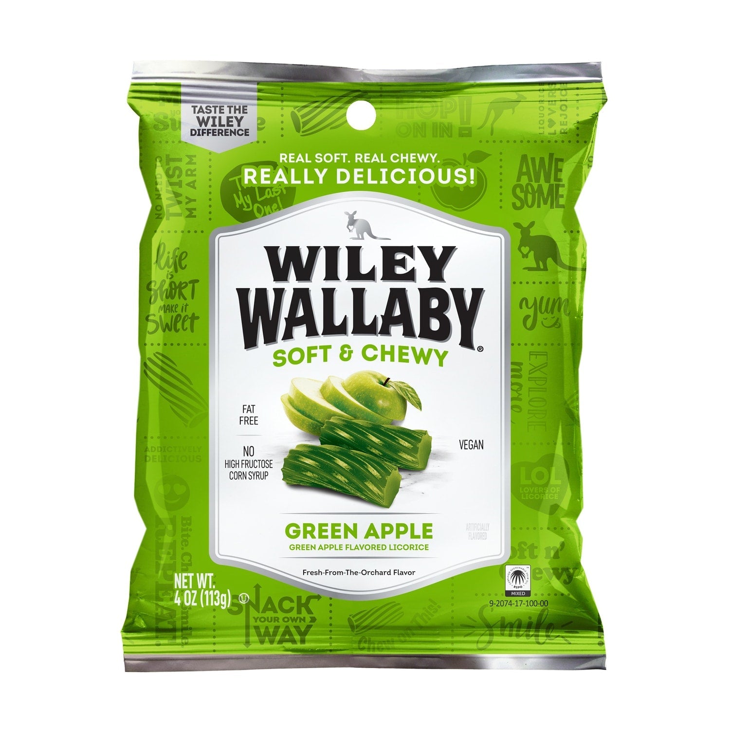 Wiley Wallaby Green Apple Licorice, 4-oz.