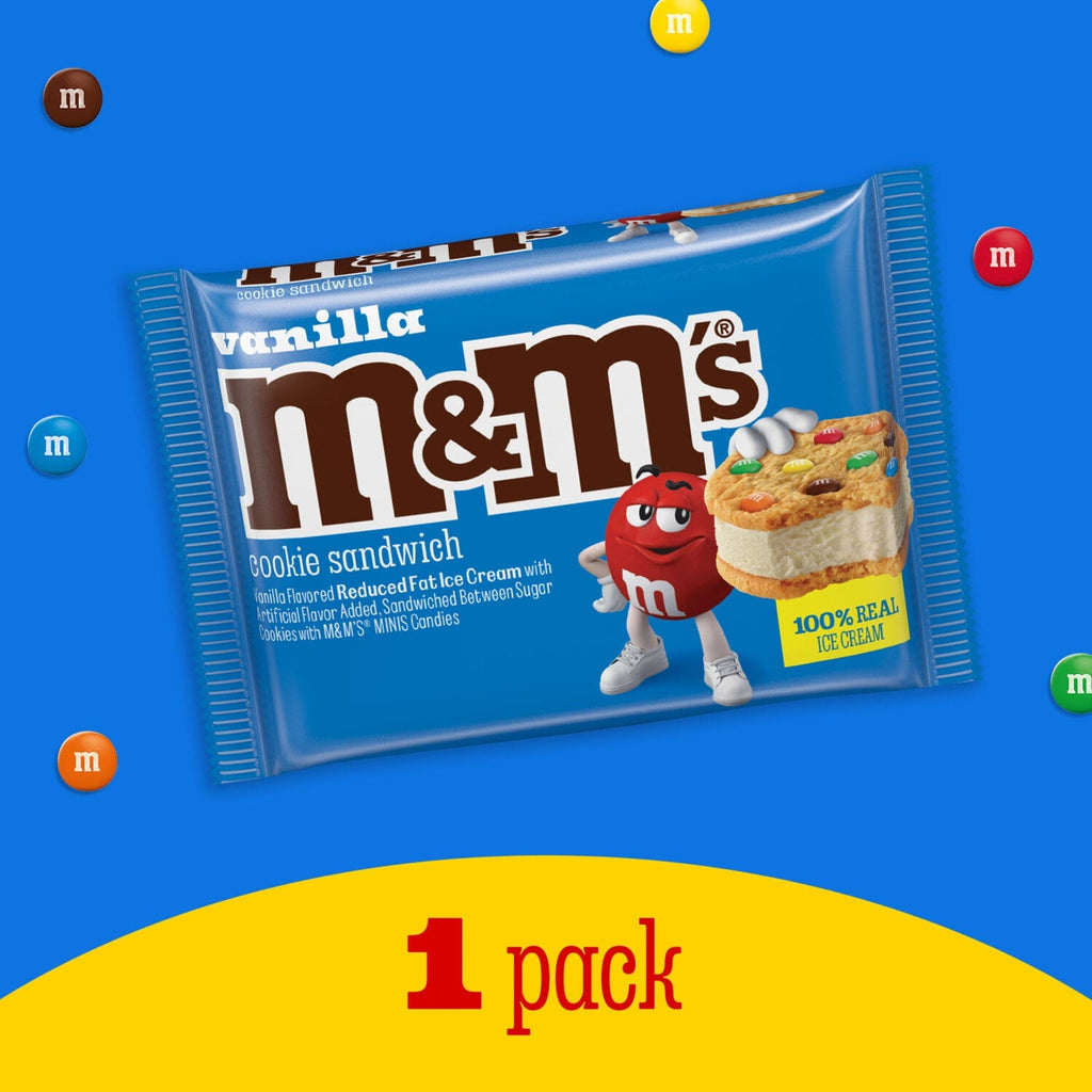 Mars M&amp;M'S Vanilla Ice Cream Cookie Sandwich Reduced Fat Vanilla Ice Cream Dessert Cookie Sandwich, 4 Oz