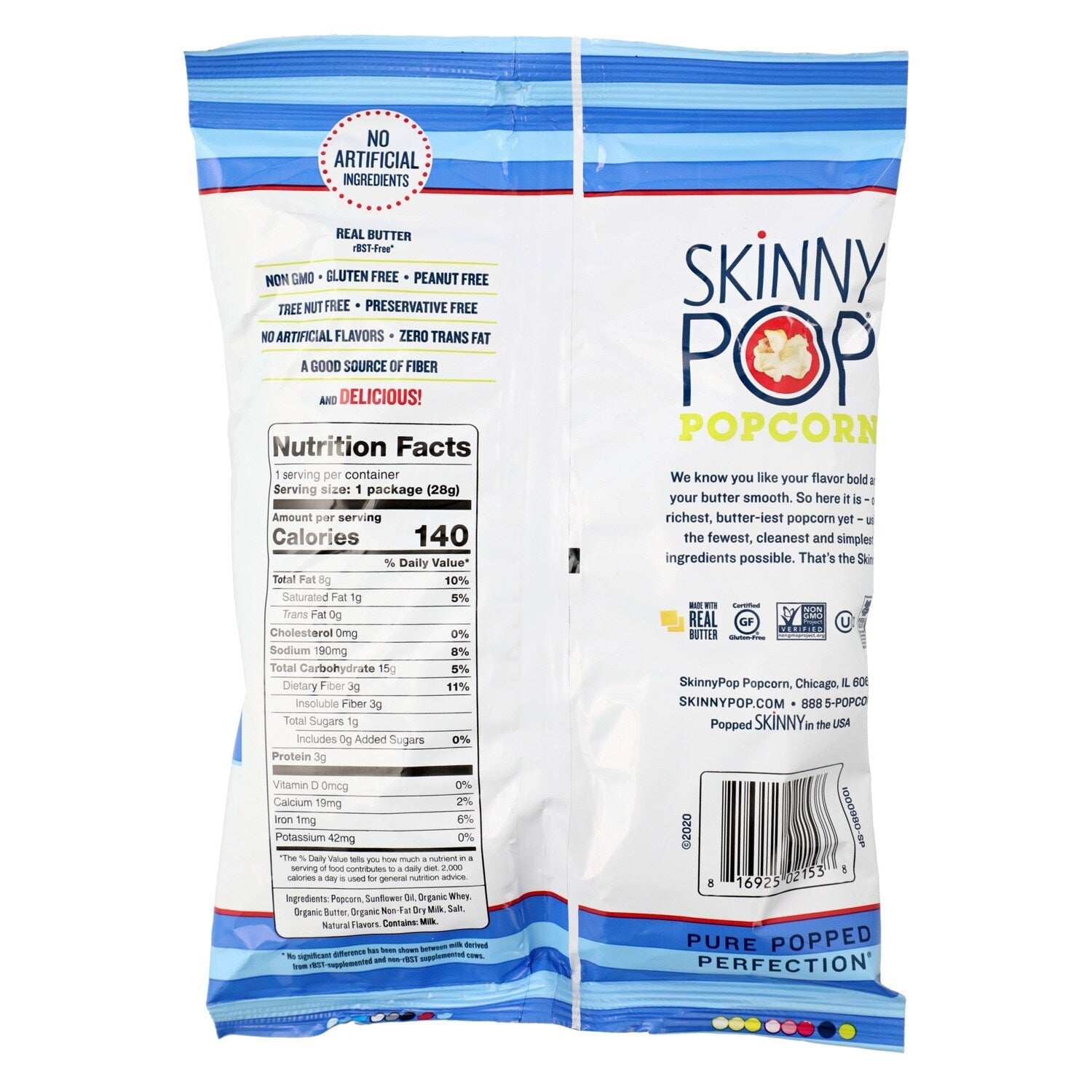 SkinnyPop Popcorn - Butter, 1 oz.