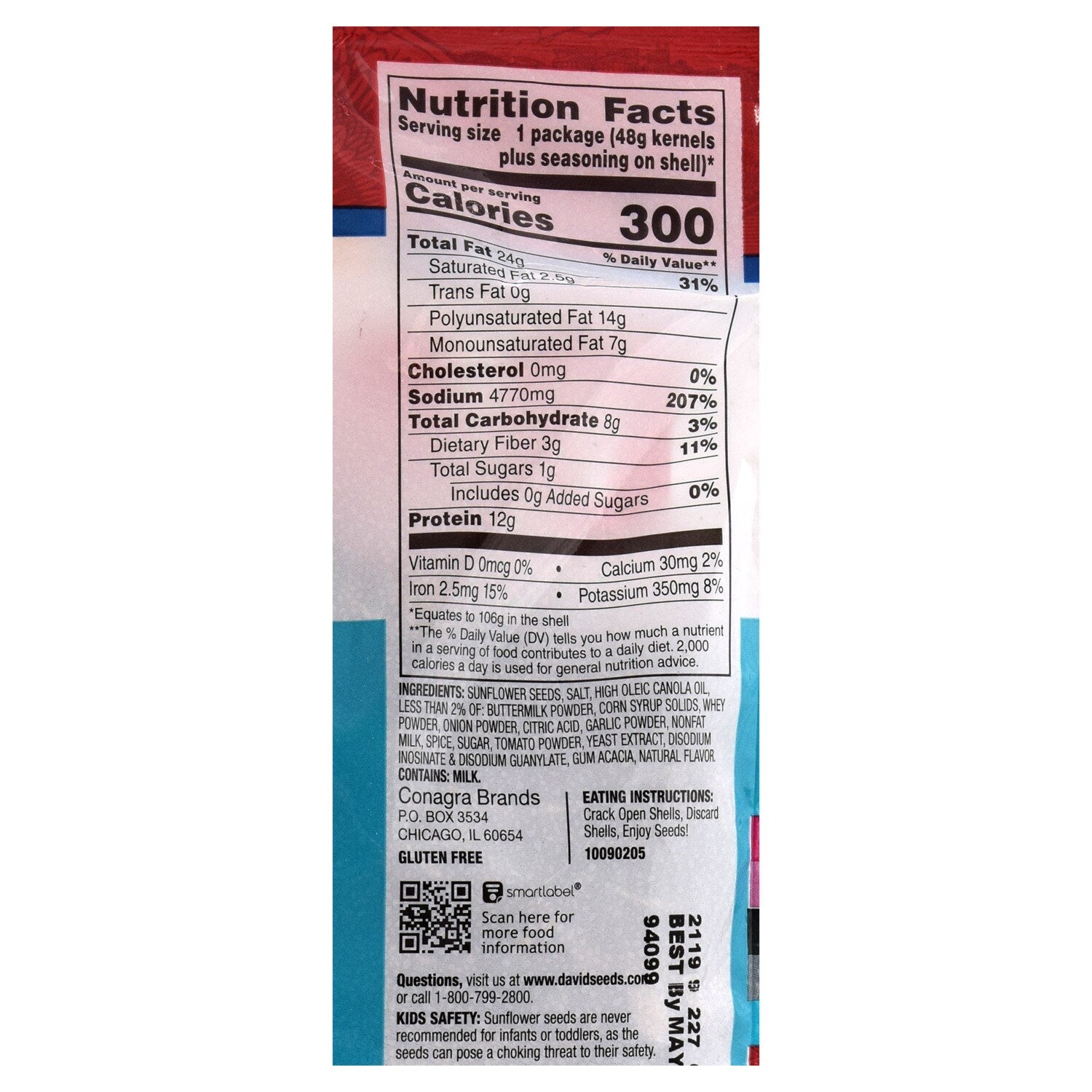 DAVID Jumbo Sunflower Seeds, Ranch Flavor, 3.75 oz.