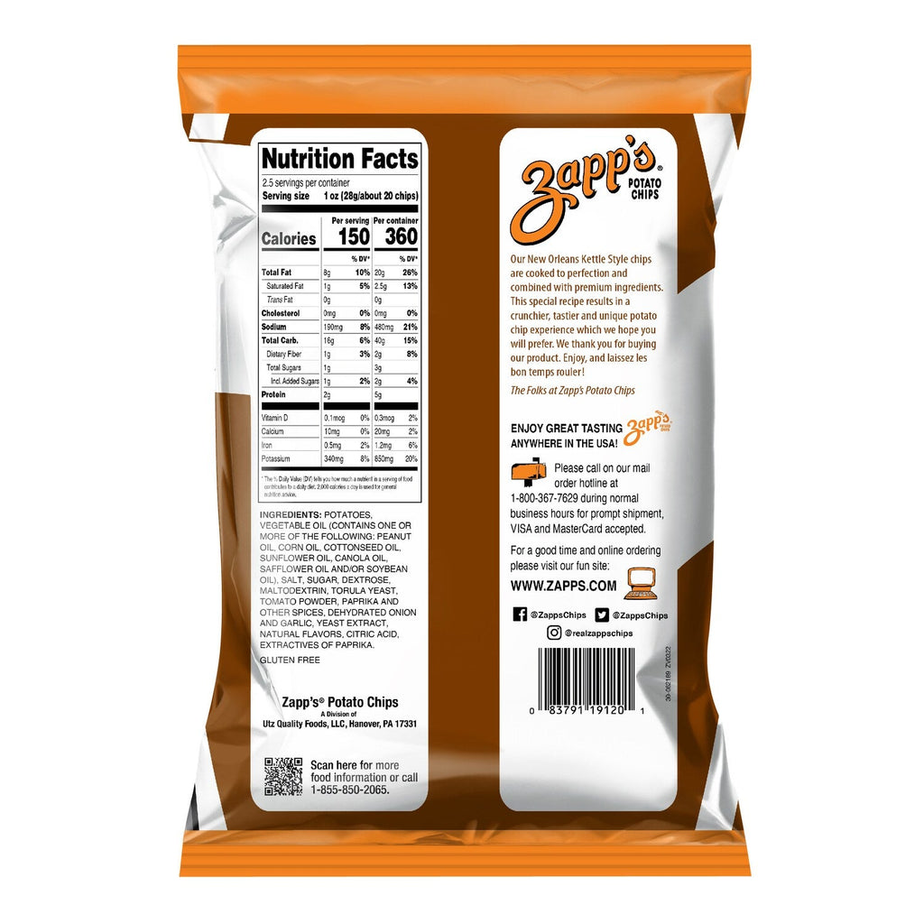 Zapp's Mesquite Bar-B-Que New Orleans Kettle Style Potato Chips, 2.5 oz.