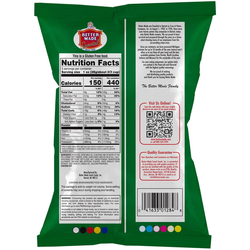 Better Made Sour Cream &amp; Onion Potato Sticks, 3-oz.