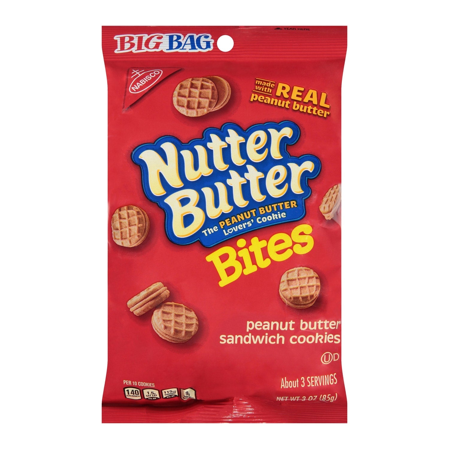 Nabisco Nutter Butter Bites Mini Peanut Butter Sandwich Cookies, 3 oz.