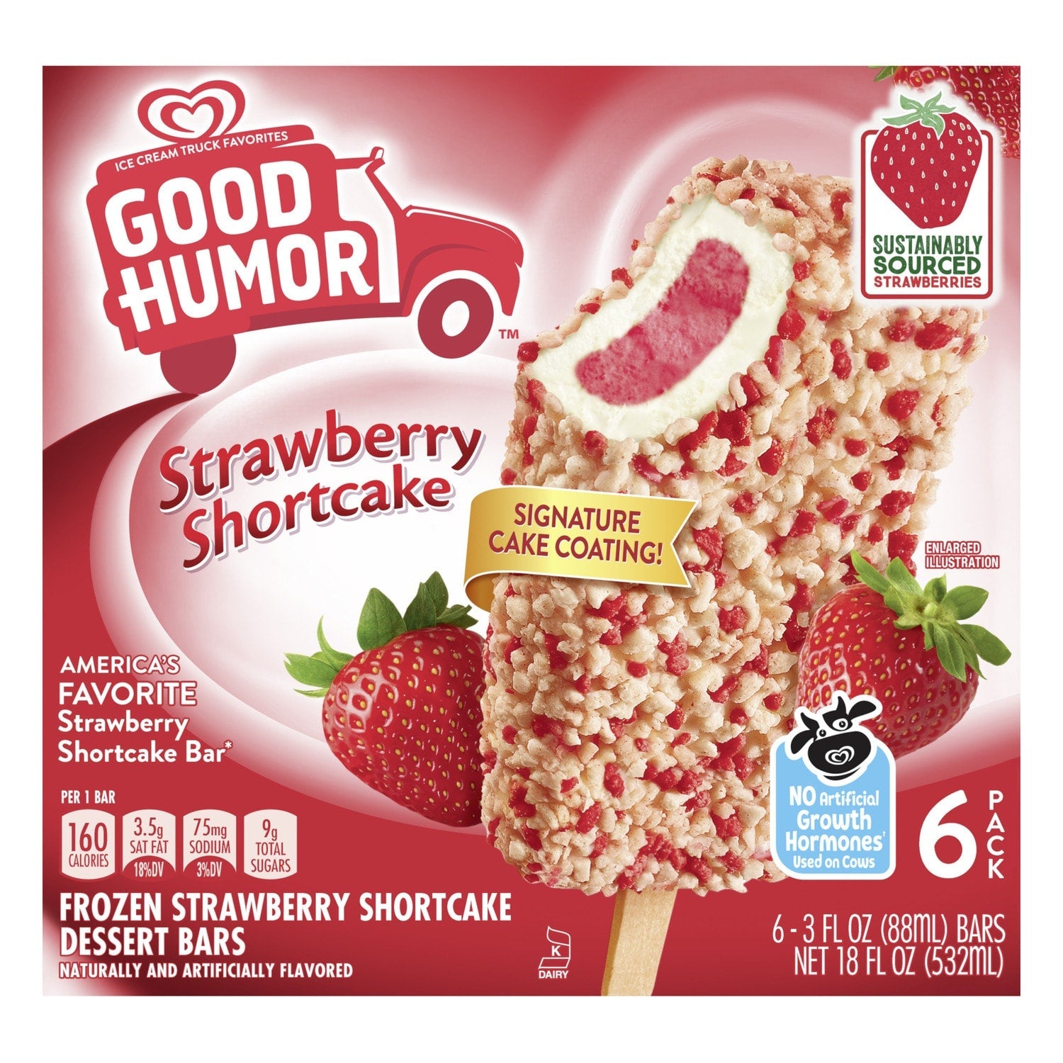 Good Humor Frozen Dairy Dessert Bars Strawberry Shortcake, 6 ct.
