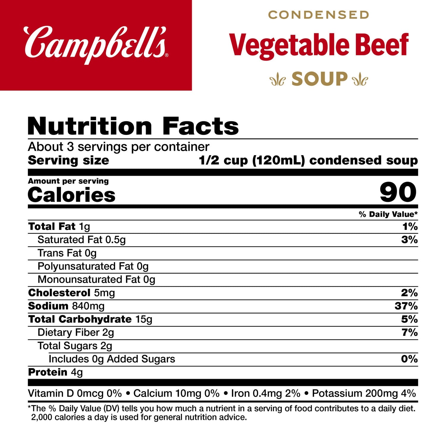 Campbell'sÂ® Condensed Vegetable Beef Soup, 13.8 oz Can