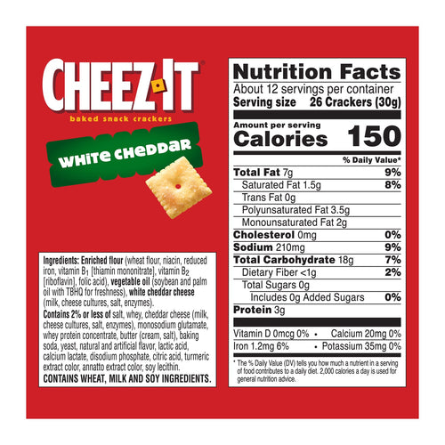 Cheez-It Cheese Crackers, White Cheddar, 12.4 oz.