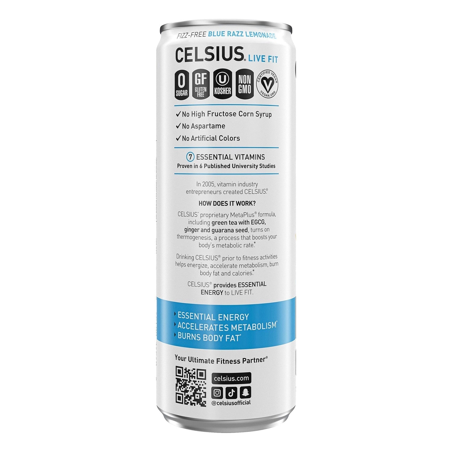 Celsius Live Fit Fizz-Free Blue Razz Lemonade Drink, 1-ct.