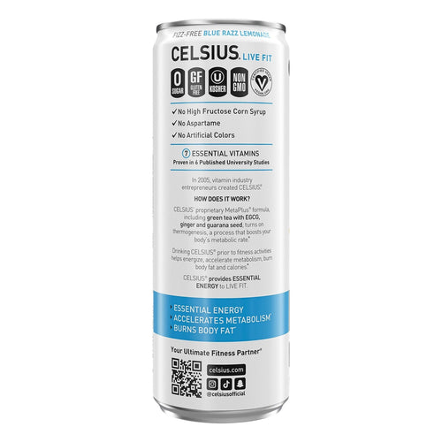 Celsius Live Fit Fizz-Free Blue Razz Lemonade Drink, 1-ct.