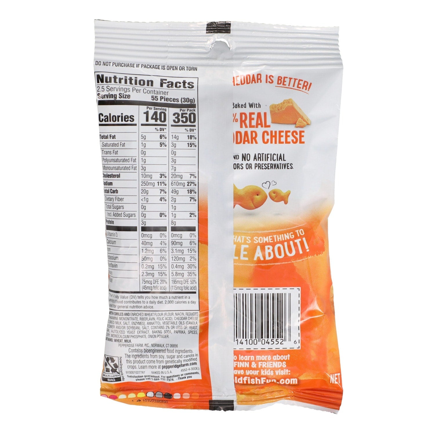 Pepperidge Farm Goldfish Cheddar Snack Crackers, 2.65-oz. Pack
