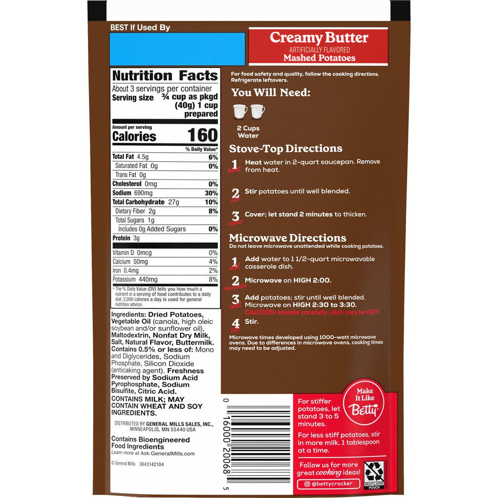 Betty Crocker Creamy Butter Mashed Potatoes, 1-ct.