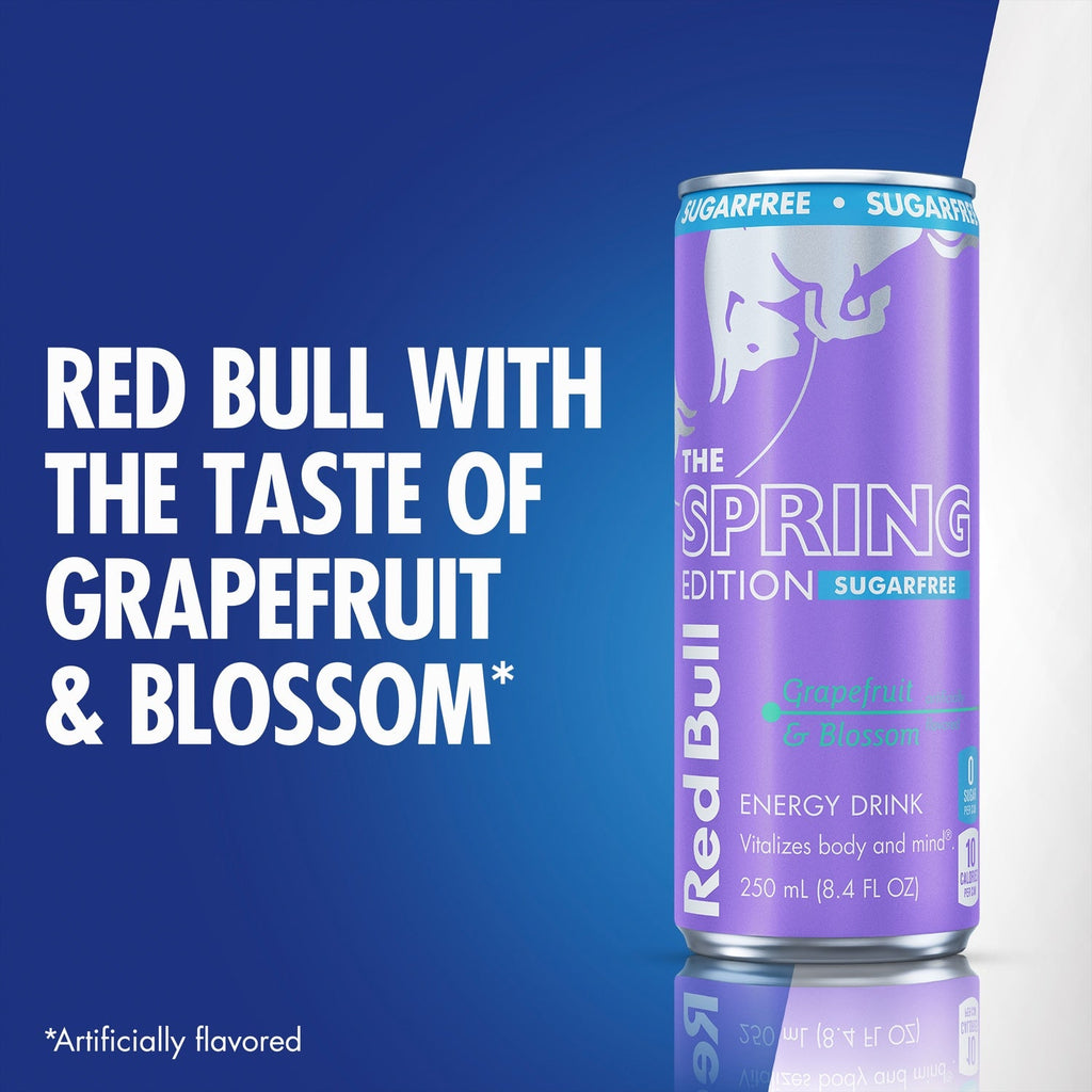Red Bull Spring Edition Sugarfree Energy Drink, Grapefruit, 8.4 fl. oz. Can, 80mg Caffeine