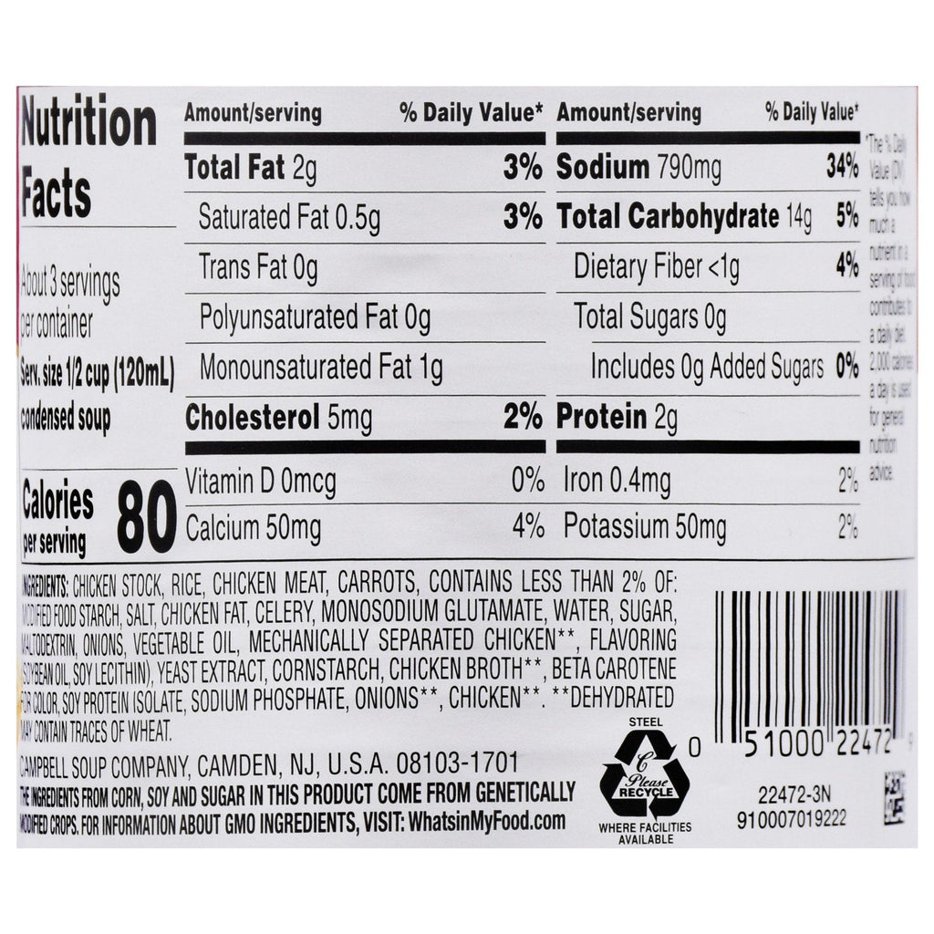 Campbellâs Condensed Chicken with Rice Soup, 13.8-oz. Cans