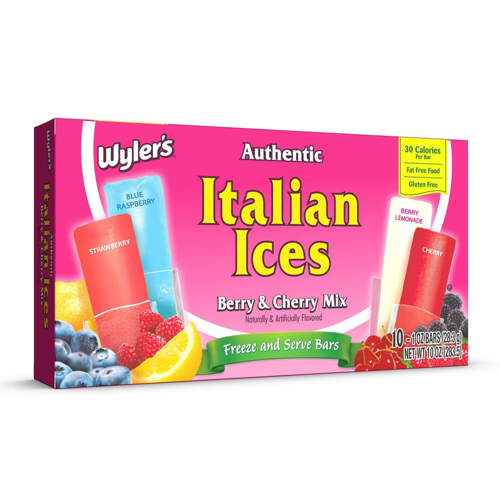 Wyler's Italian Ice Berry and Cherry Assorted Freezer Bars, 10 ct. Box