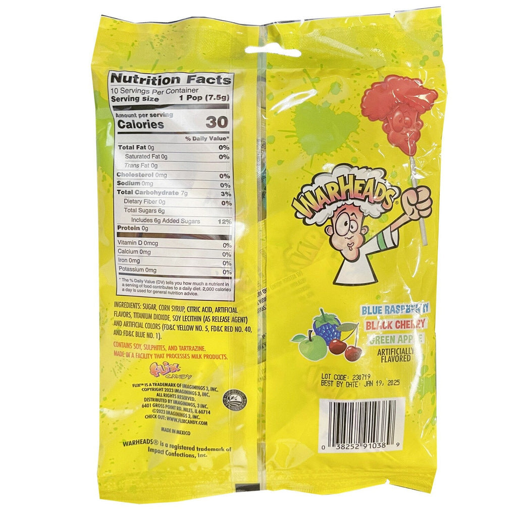 Warheads Lollipops, Assorted Flavors, 1-ct.