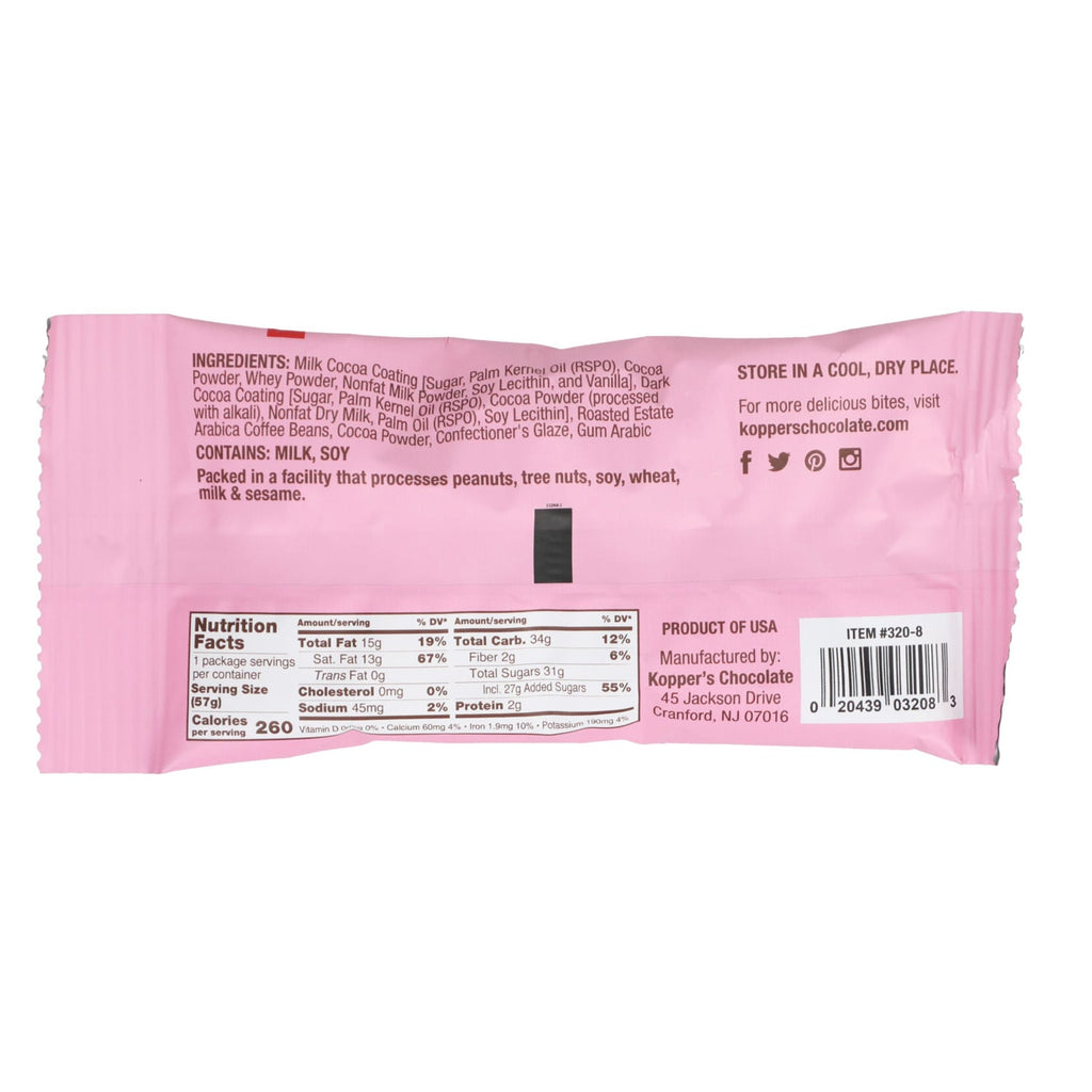 Kopperâs Milk Chocolate Espresso Beans, 2 oz.