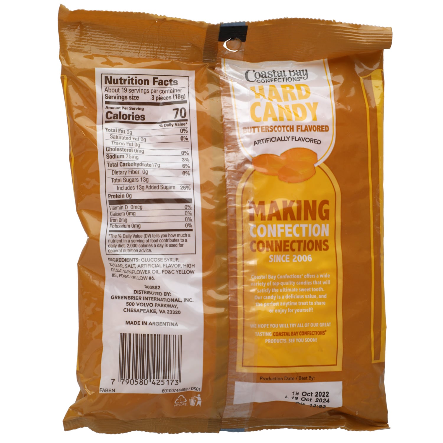 Coastal Bay Confections Butterscotch-Flavored Hard Candies, 1-ct.