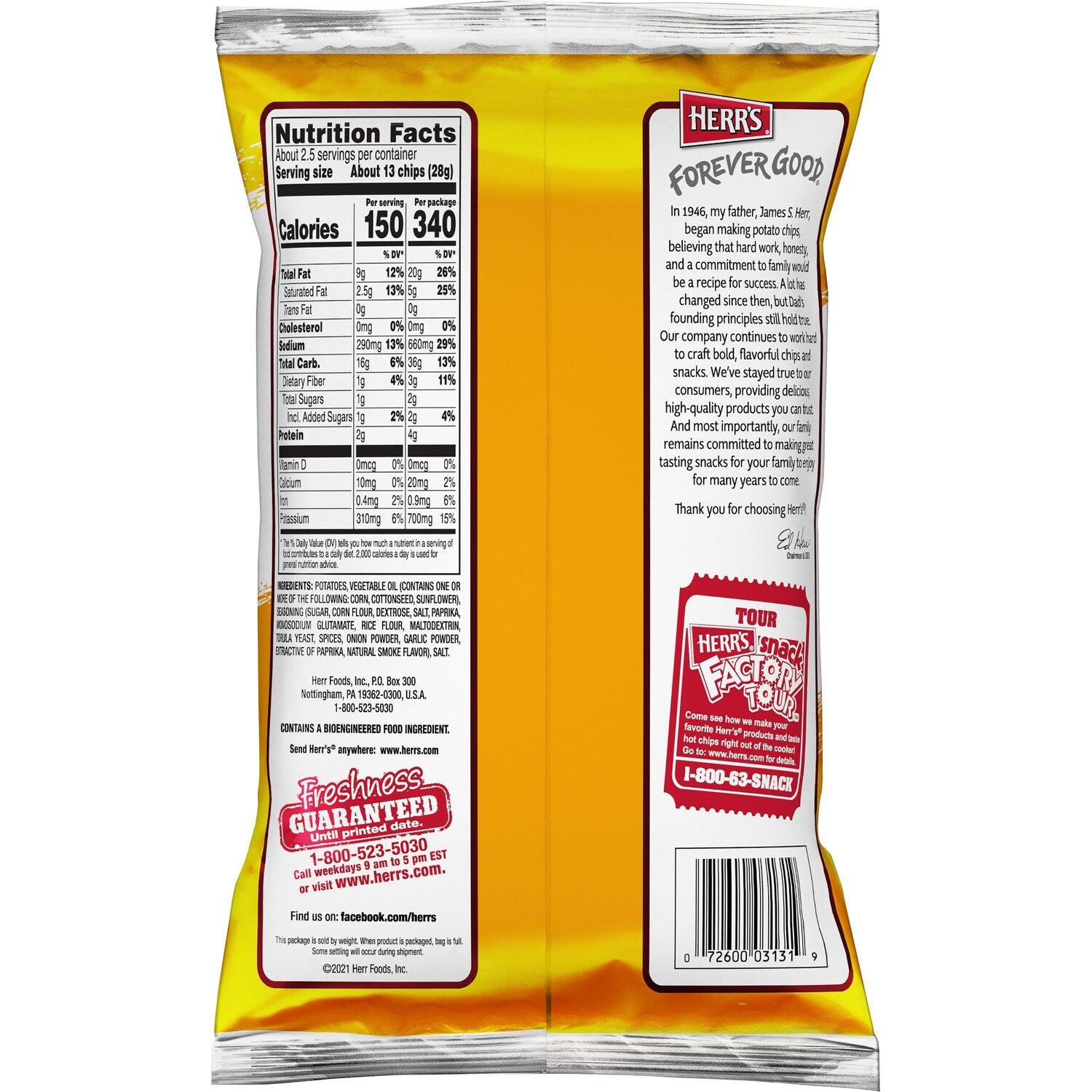 Herr's Barbecue Flavored Potato Chips, 1-ct.