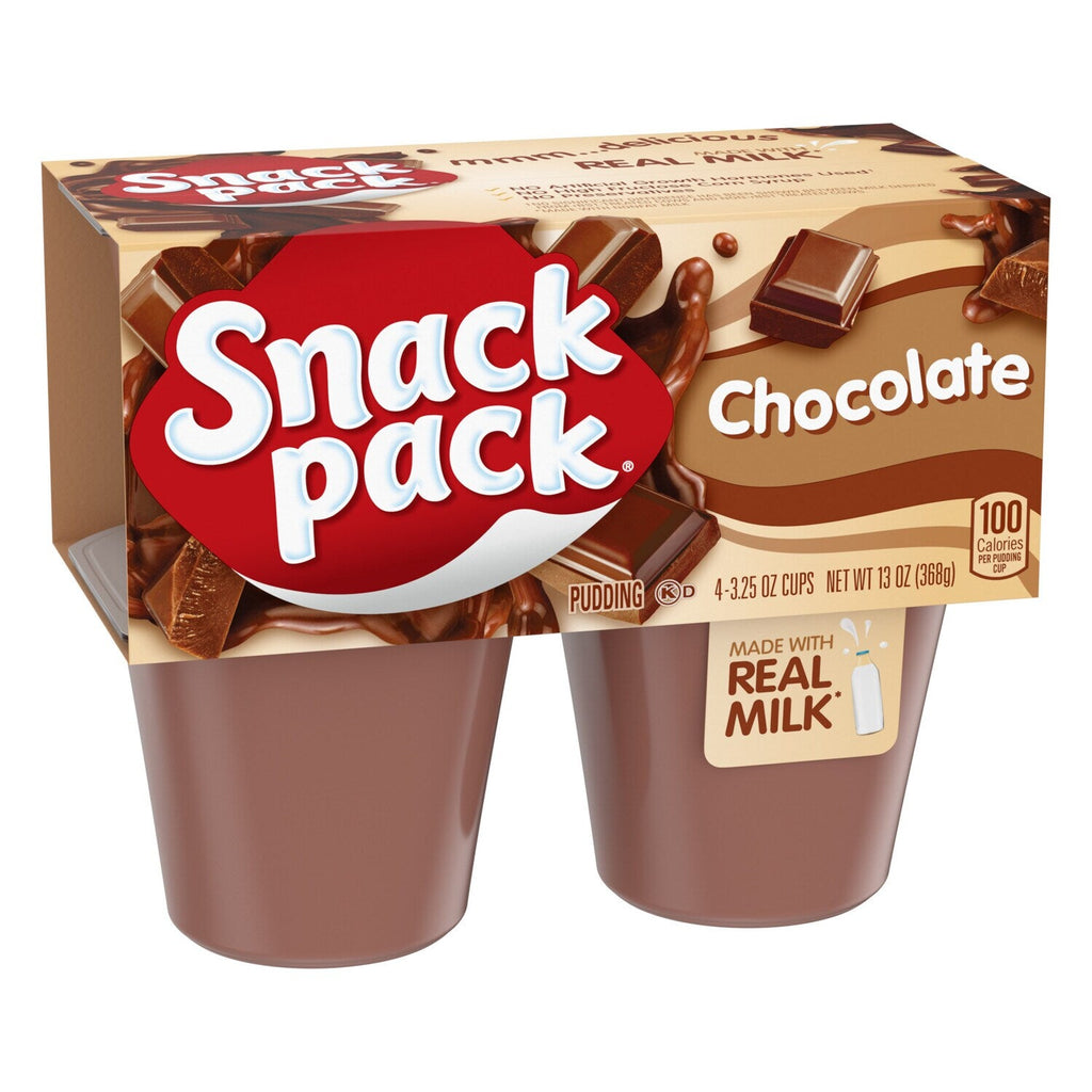 Snack Pack Chocolate Pudding, 3.25 oz Pudding Cups, 4 Count