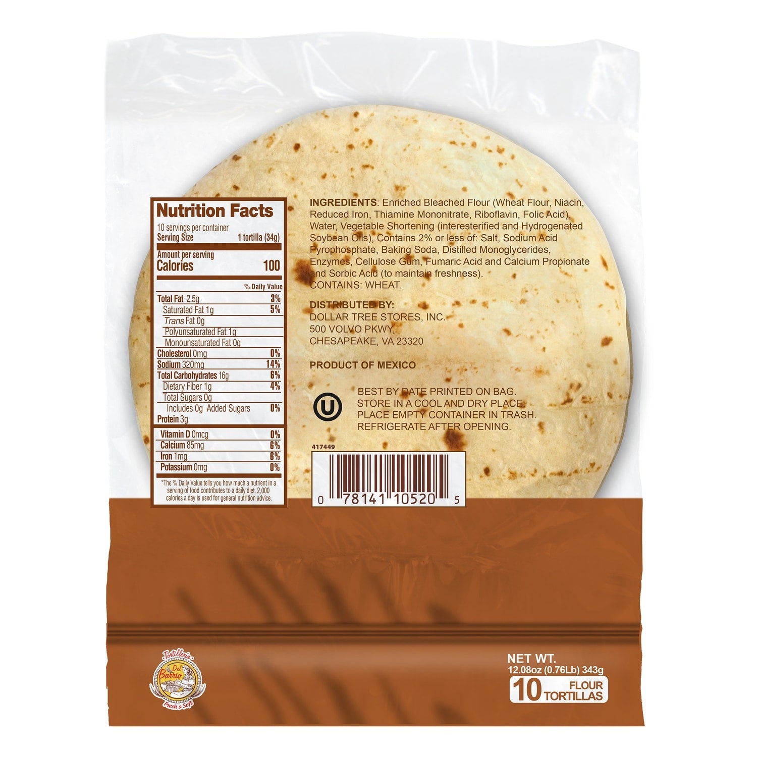 Del Barrio Fresh And Soft Tortillas, 10-pc Pack.