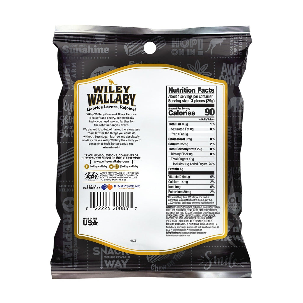 Wiley Wallaby Gourmet Black Liquorice, 4-oz. Bags