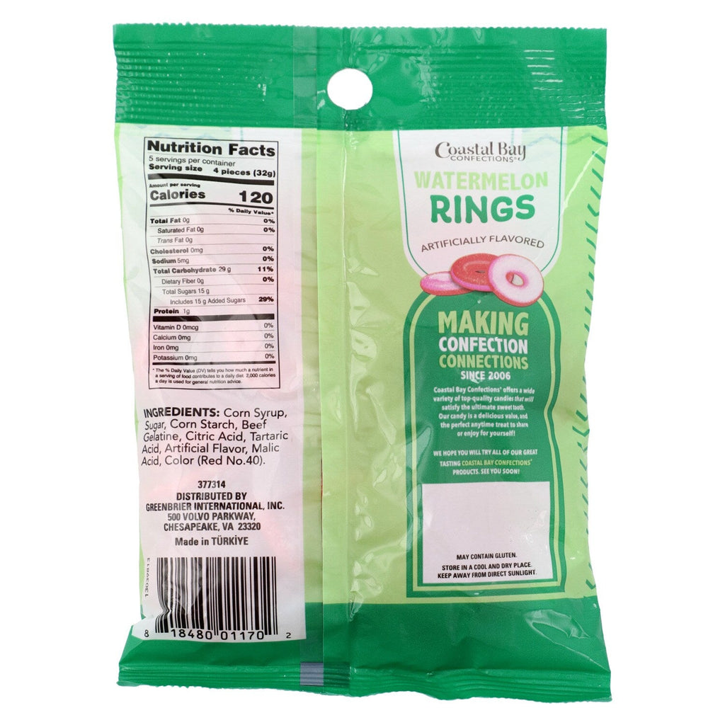 Coastal Bay Confections Watermelon Ring Candies, 6-oz. Bag
