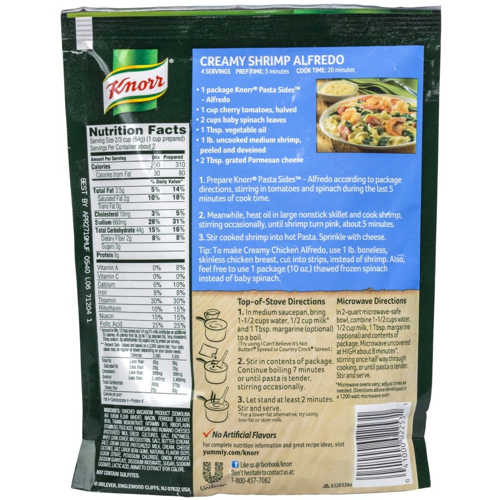 Knorr Alfredo Pasta Sides, 4.4 oz. Bags