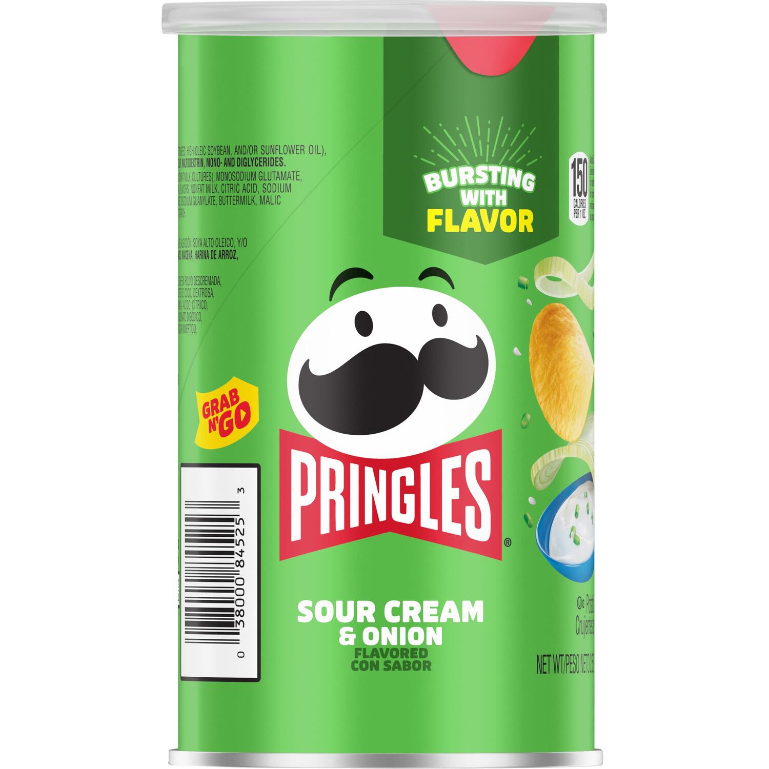 Kellogg's Pringles Grab &amp; Go Sour Cream &amp; Onion Chips, 2.5-oz. Canisters