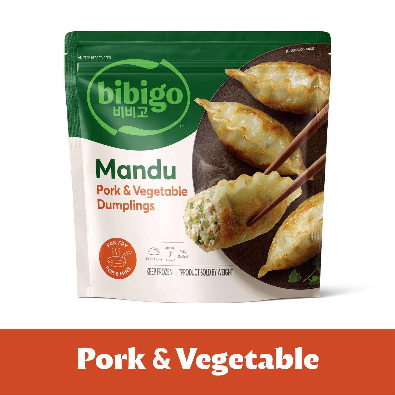 Bibigo Mandu Fully Cooked Extra Large Pork and Vegetable Dumplings, 1-ct.