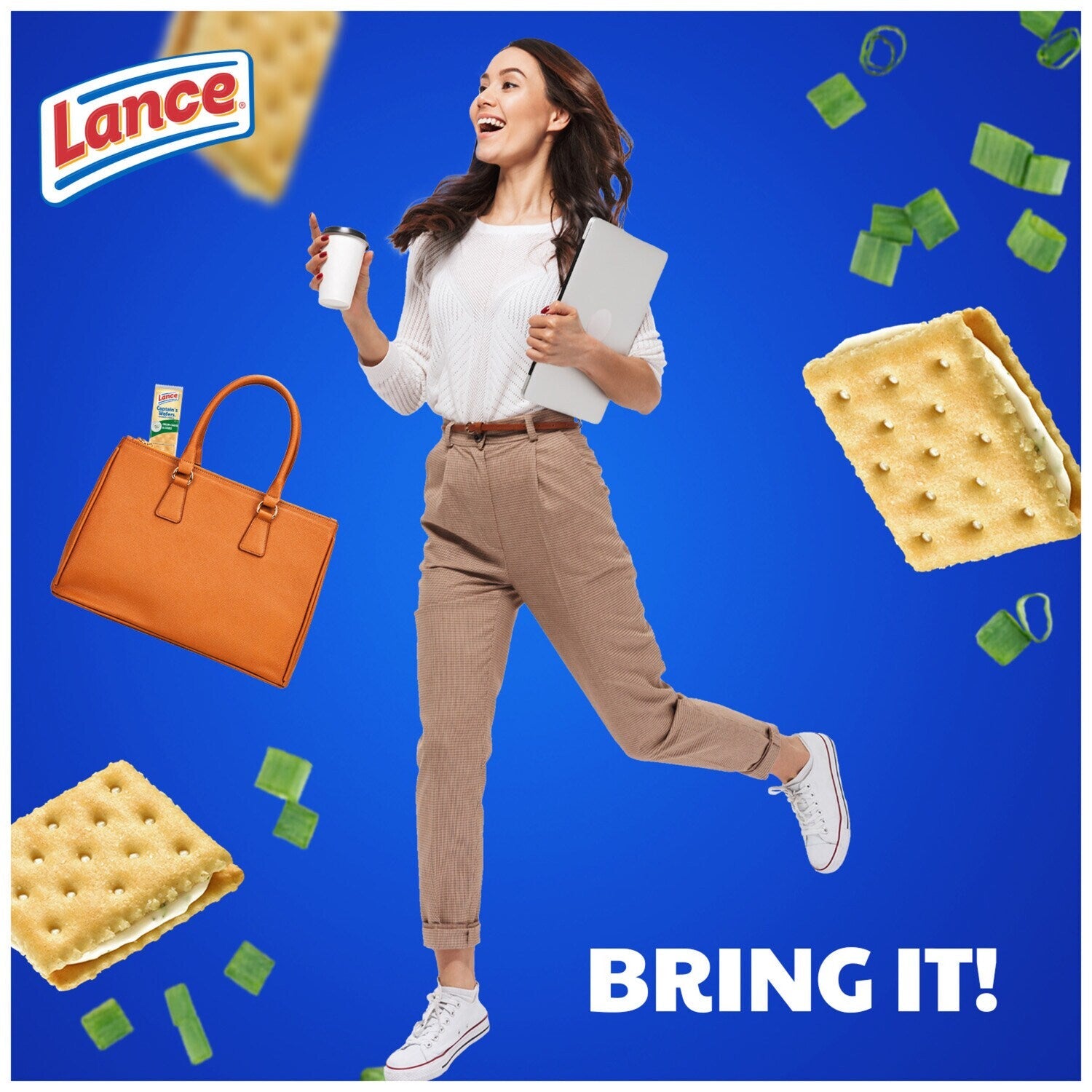 Lance Sandwich Crackers, Captain's Wafers Cream Cheese and Chives, 6 Packs, 4 Sandwiches Each