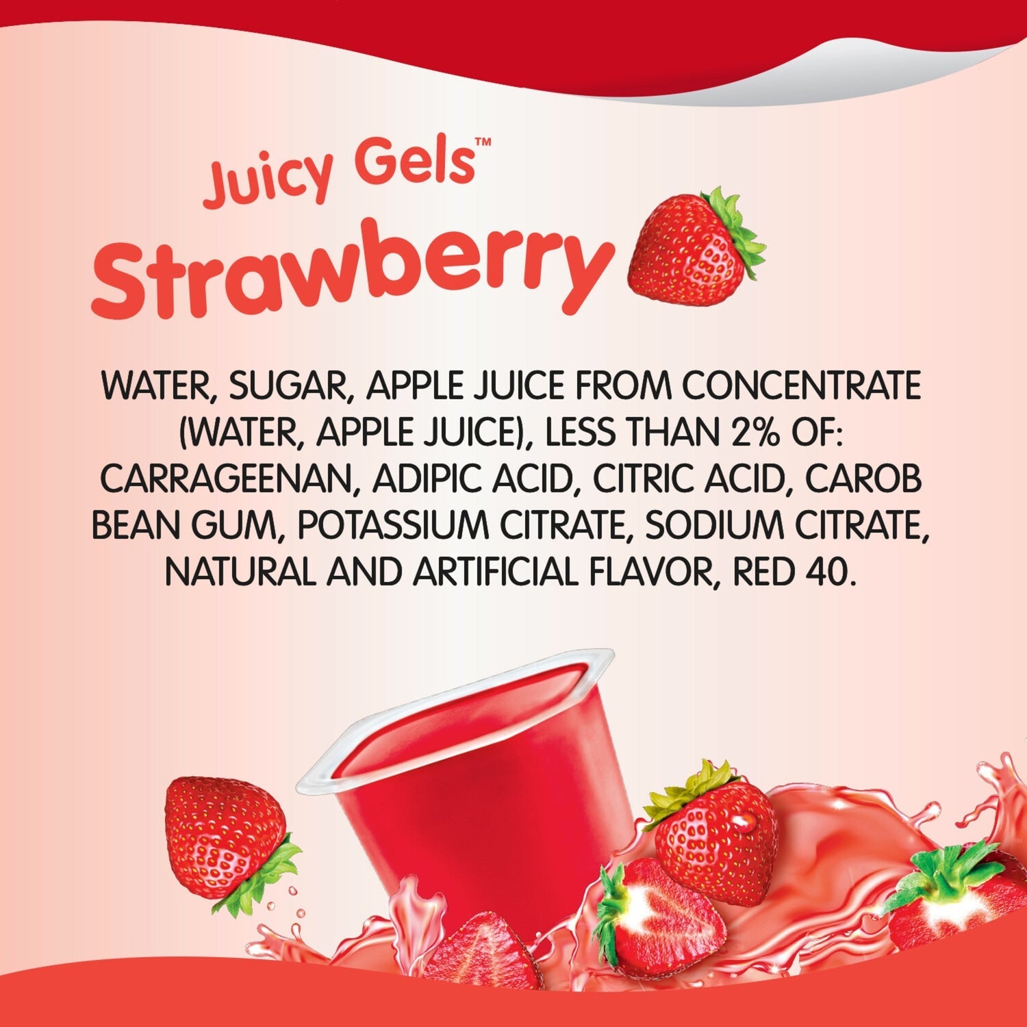 Snack Pack Strawberry Flavored Juicy Gels, 3.25 oz Snack Cups, 4 Count, 12 Pack