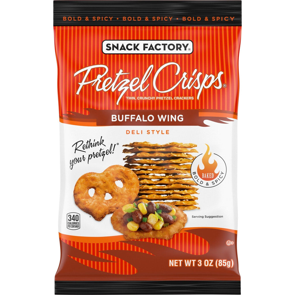 Snack Factory Buffalo Wing-Flavored Pretzel Crisps, 3-oz. Bags