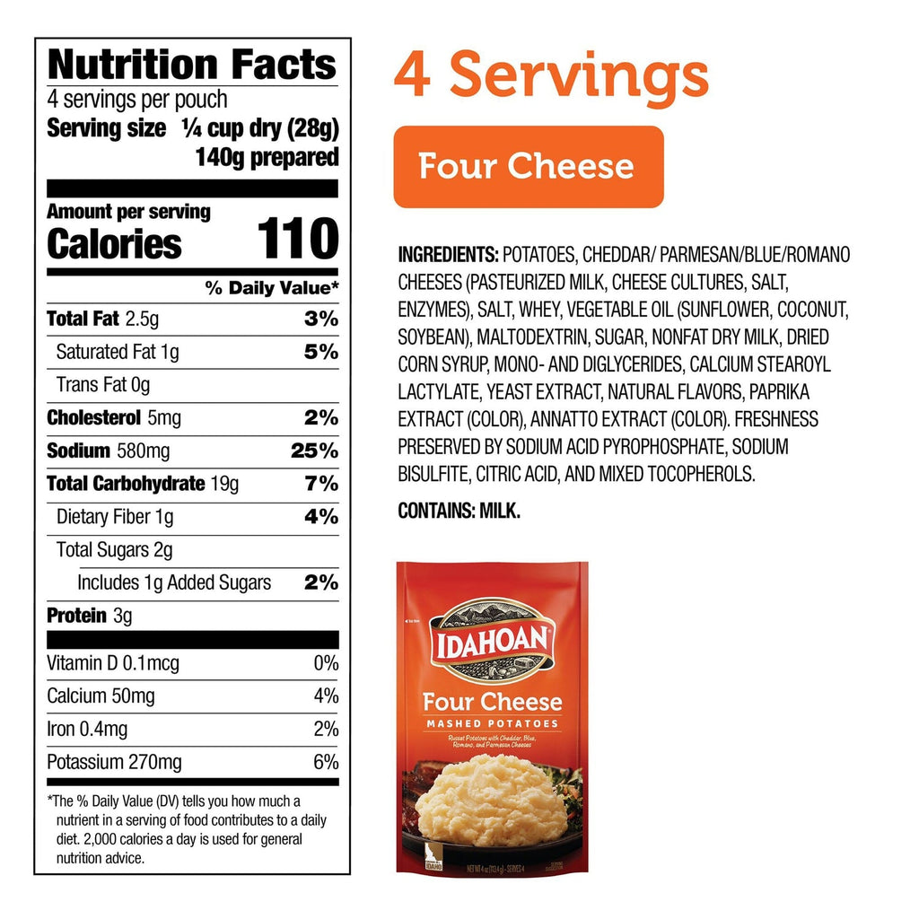 Idahoan Four Cheese Instant Mashed Potatoes, 4 oz.