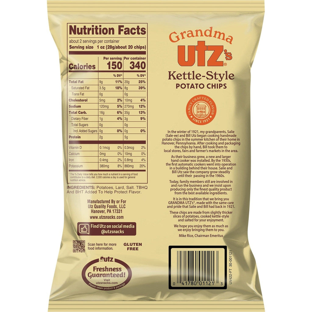 Utz Grandma Utz's Kettle-Style Potato Chips, 2.25-oz. Bags